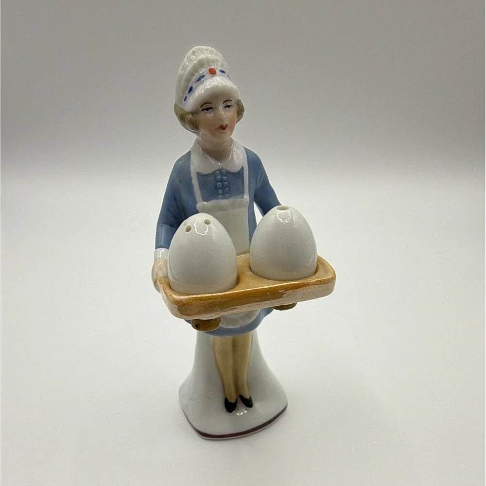 Vintage Ceramic Nurse Figurine Salt and Pepper Shakers 3 Piece Set Regd 763842